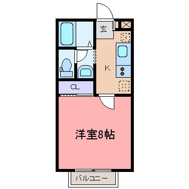 栄光ハイツ 202｜栃木県宇都宮市栄町(賃貸アパート1K・2階・26.49㎡)の写真 その2