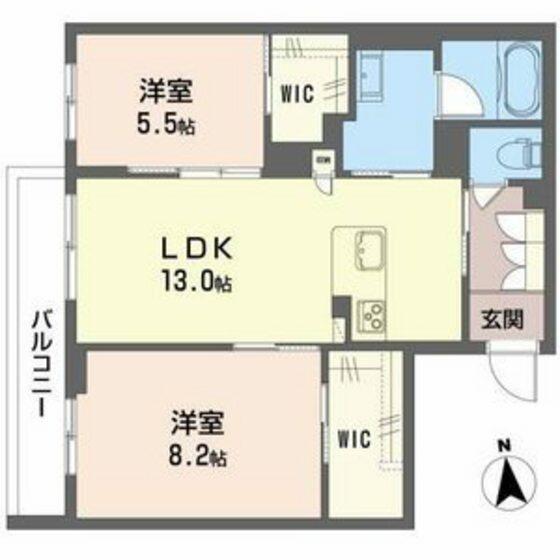 ル・スリール西中野 202｜富山県富山市西中野本町(賃貸マンション2LDK・2階・65.60㎡)の写真 その2