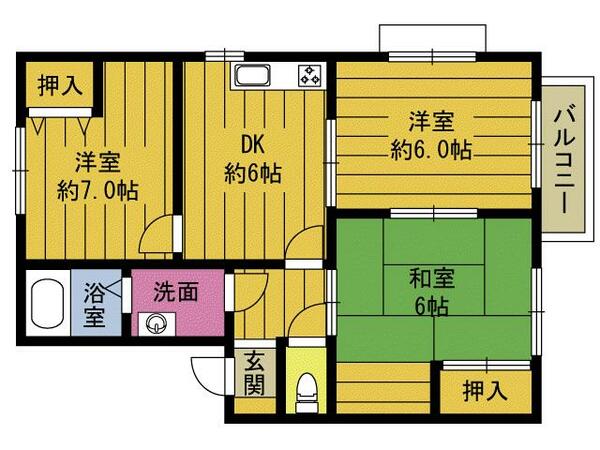 リバ－サイド広瀬 B101｜大分県大分市大字野津原(賃貸アパート3DK・1階・53.00㎡)の写真 その2