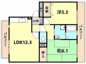 兵庫県西宮市津門呉羽町（賃貸マンション2LDK・2階・53.55㎡） その2