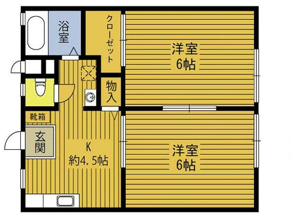 パナハイツ甲斐 103｜大分県大分市明磧町１丁目(賃貸アパート2DK・1階・34.71㎡)の写真 その2