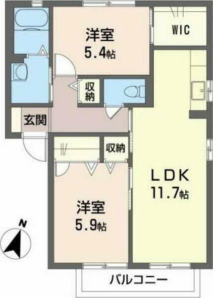 Ｋ－ＨＡＵＳ　Ⅰ棟 202｜徳島県鳴門市撫養町北浜字宮の東(賃貸アパート2LDK・2階・57.07㎡)の写真 その2