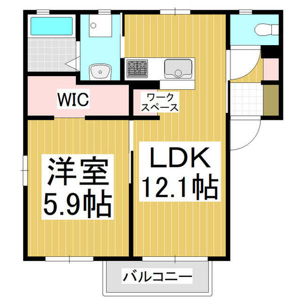 メゾンＫ　Ｂ｜長野県松本市白板１丁目(賃貸アパート1LDK・1階・43.54㎡)の写真 その2