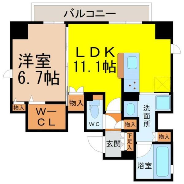 フローラル泉ＩＩ｜愛知県名古屋市東区泉２丁目(賃貸マンション1LDK・7階・48.37㎡)の写真 その2