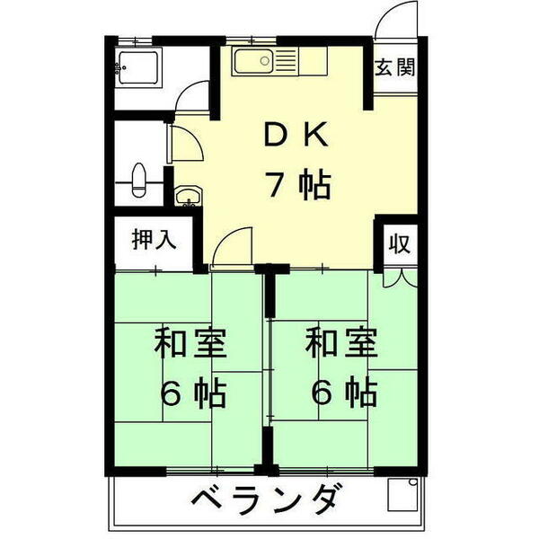 岐阜県岐阜市市橋６丁目(賃貸アパート2DK・2階・37.00㎡)の写真 その2