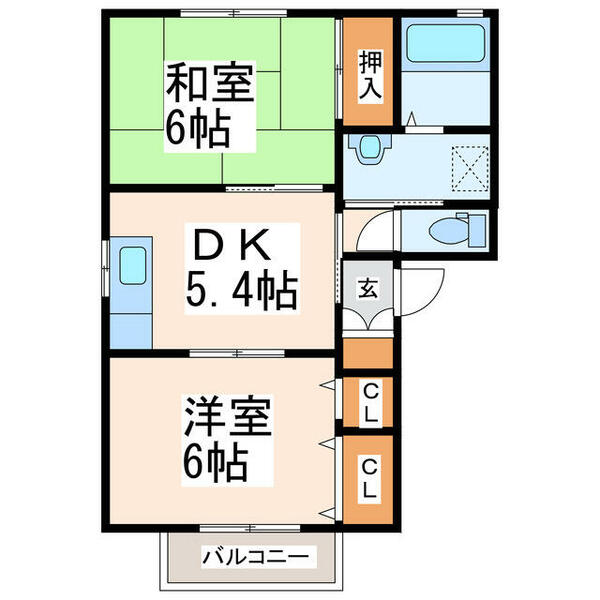 熊本県菊池市野間口(賃貸アパート2DK・2階・42.72㎡)の写真 その2