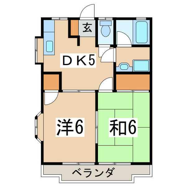 ミルキーハウスⅠ B-5｜福島県会津若松市山見２丁目(賃貸アパート2DK・2階・39.74㎡)の写真 その2