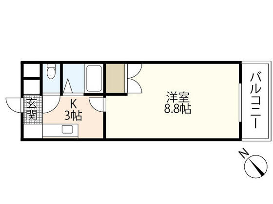 ウィル緑井｜広島県広島市安佐南区緑井５丁目(賃貸マンション1K・2階・24.90㎡)の写真 その2