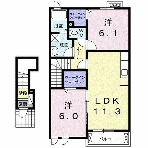 ソレイユ東海Ⅱ 202｜静岡県富士宮市黒田(賃貸アパート2LDK・2階・57.63㎡)の写真 その2