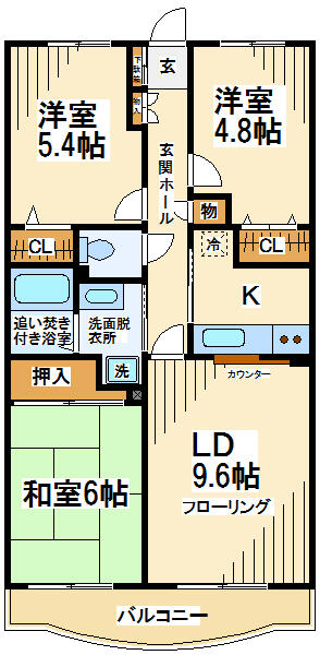 東京都調布市入間町１丁目(賃貸マンション3LDK・2階・65.49㎡)の写真 その2