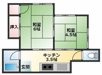 サンハイム武 D｜神奈川県横須賀市武３丁目(賃貸アパート2K・2階・34.70㎡)の写真 その2