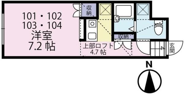ＭＩＮＡ　ＮＩＪＵＫＵ 101｜東京都葛飾区新宿２丁目(賃貸アパート1R・1階・24.50㎡)の写真 その2