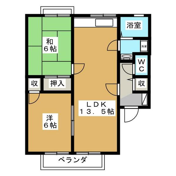グレイスタウンⅡ　Ａ 203｜長野県松本市筑摩３丁目(賃貸アパート2LDK・2階・55.42㎡)の写真 その2