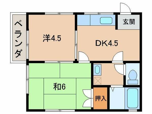 ハイツカワバタ｜和歌山県和歌山市和歌浦東３丁目(賃貸アパート2DK・1階・34.78㎡)の写真 その2