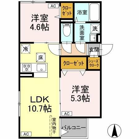 仮）足立区千住緑町２丁目ＰＪ 203｜東京都足立区千住緑町２丁目(賃貸アパート2LDK・2階・46.76㎡)の写真 その2