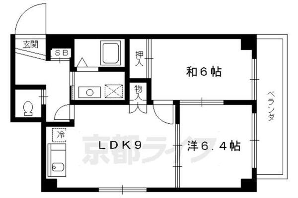 京都府京都市北区大宮南箱ノ井町(賃貸マンション2LDK・1階・48.30㎡)の写真 その2