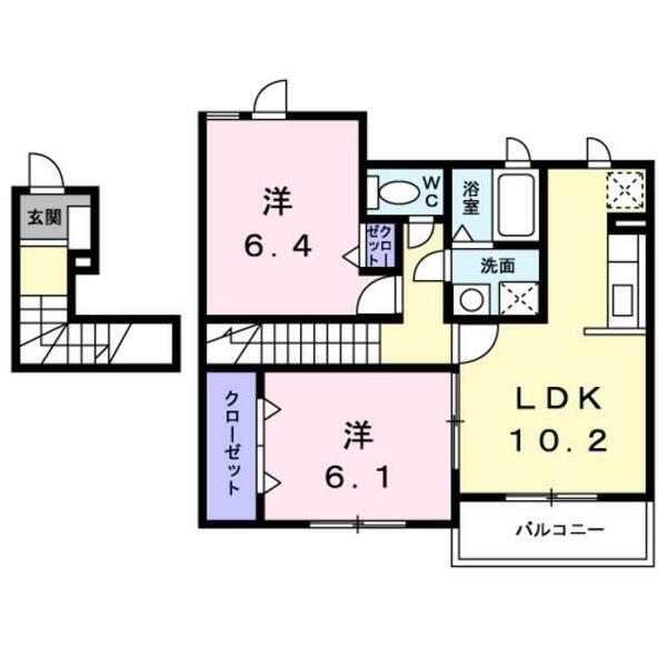 カルム・コリーヌ｜大阪府岸和田市土生町(賃貸アパート2LDK・2階・55.84㎡)の写真 その2