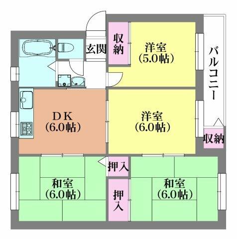 兵庫県神戸市垂水区青山台５丁目(賃貸マンション4DK・5階・61.48㎡)の写真 その2