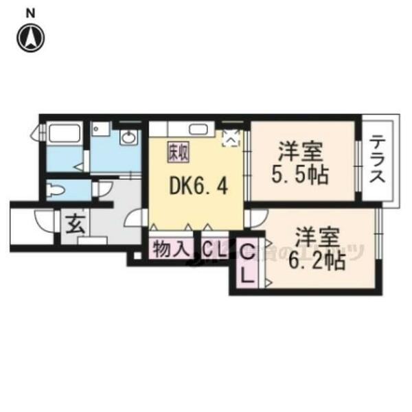 ルミエール　日野　２ 101｜滋賀県蒲生郡日野町大字上野田(賃貸アパート2DK・1階・45.72㎡)の写真 その2