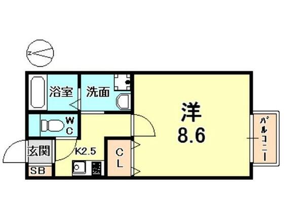 兵庫県西宮市西平町(賃貸アパート1K・2階・26.81㎡)の写真 その2