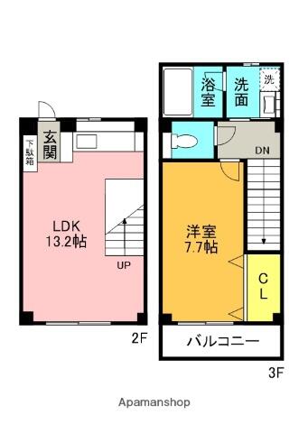 Ｃｒｅｓｔ新浜 B-3｜徳島県徳島市新浜町３丁目(賃貸マンション1LDK・2階・49.00㎡)の写真 その2