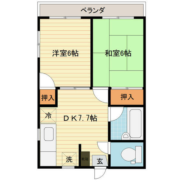 ＴＯＡマンション｜富山県富山市下堀(賃貸アパート2DK・2階・38.09㎡)の写真 その2