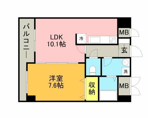 グラシア大濠｜福岡県福岡市中央区鳥飼２丁目(賃貸マンション1LDK・5階・42.38㎡)の写真 その2