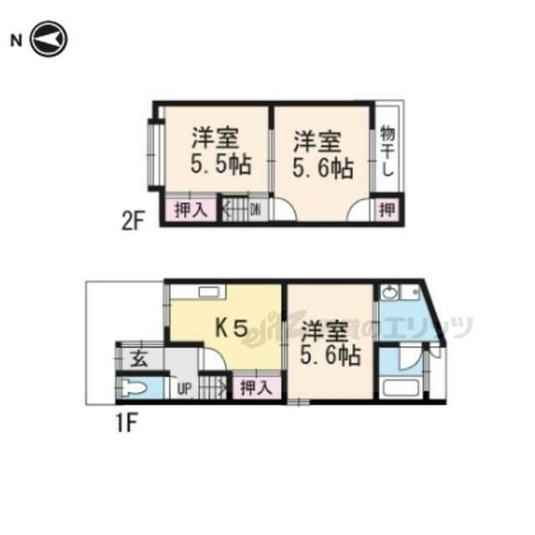 京都府京都市右京区太秦一ノ井町(賃貸一戸建3DK・--・50.19㎡)の写真 その2