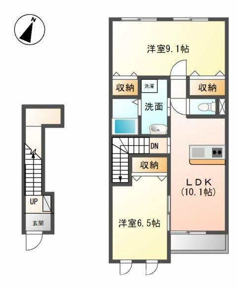 ヴァンルージュⅢ 205｜香川県丸亀市土器町西８丁目(賃貸アパート2LDK・2階・61.55㎡)の写真 その2