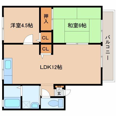 奈良県生駒郡斑鳩町龍田西４丁目(賃貸アパート2LDK・1階・50.80㎡)の写真 その2