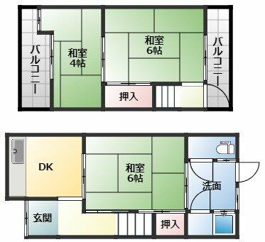 [テラスハウス] 大阪府松原市三宅西２丁目 の賃貸【大阪府 / 松原市】の間取り