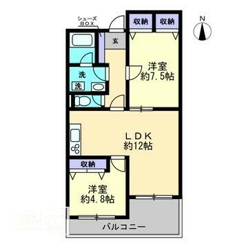 エルトンハウス 502｜香川県高松市高松町(賃貸マンション2LDK・5階・62.24㎡)の写真 その2