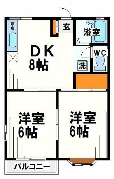 東京都調布市若葉町２丁目(賃貸アパート2DK・1階・39.74㎡)の写真 その2