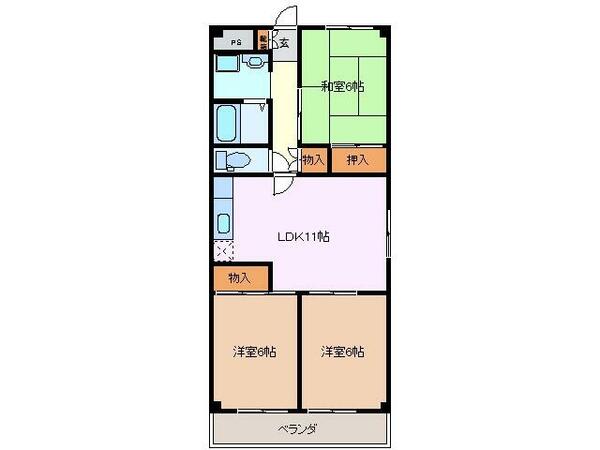 三重県四日市市久保田１丁目(賃貸マンション3LDK・5階・64.80㎡)の写真 その2