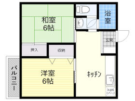 植木アパート 201 ｜ 大分県大分市王子町（賃貸アパート2K・2階・40.50㎡） その2