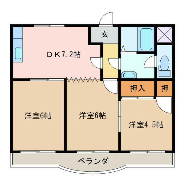 三重県津市神納(賃貸マンション3DK・2階・51.98㎡)の写真 その2