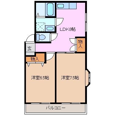 三重県津市河芸町上野(賃貸アパート2LDK・1階・40.00㎡)の写真 その2