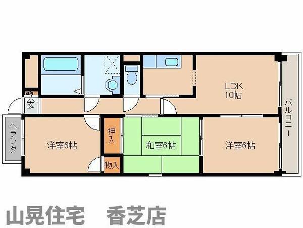 奈良県香芝市五位堂３丁目(賃貸マンション3LDK・4階・61.60㎡)の写真 その2