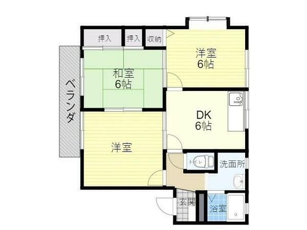 アルテールサイド C201｜大分県大分市大字三芳椎迫(賃貸アパート3DK・2階・54.47㎡)の写真 その2