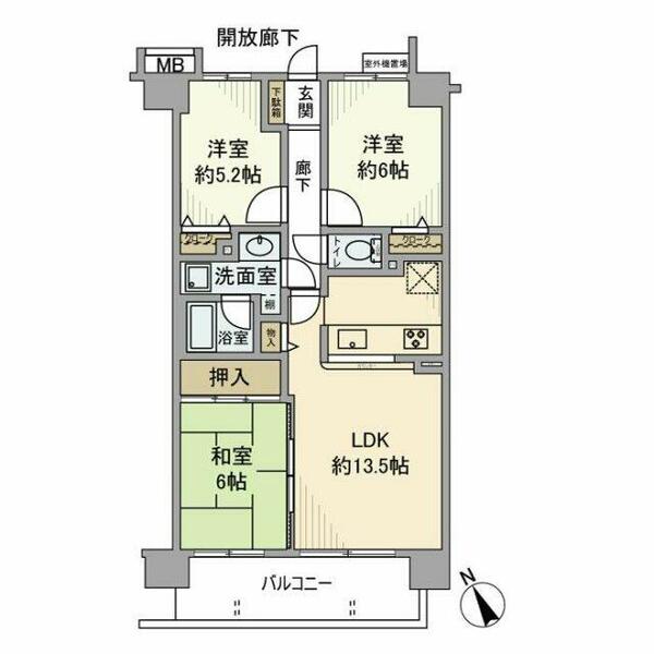 コスモ土気エクストール 210｜千葉県千葉市緑区土気町(賃貸マンション3LDK・2階・67.65㎡)の写真 その2