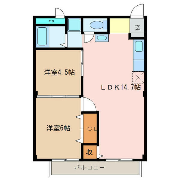 三重県松阪市駅部田町(賃貸アパート2LDK・2階・52.17㎡)の写真 その2