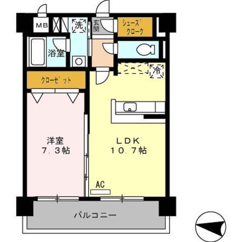 リビオン千代町 303｜大分県大分市千代町１丁目(賃貸マンション1LDK・3階・42.48㎡)の写真 その2