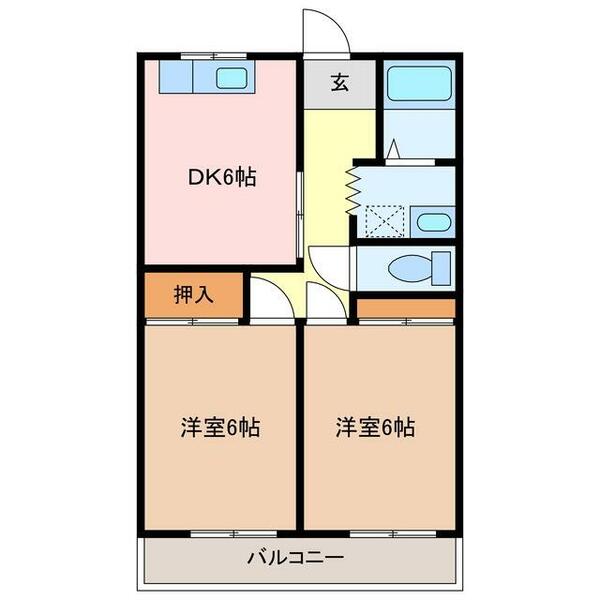 三重県松阪市内五曲町(賃貸マンション2DK・2階・44.00㎡)の写真 その2