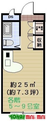 メゾンドヴェール 407｜三重県松阪市中央町(賃貸アパート1R・4階・25.00㎡)の写真 その2