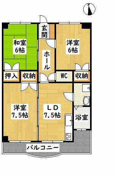 カンパーニュ・一宮 208｜愛知県豊川市一宮町下新切(賃貸マンション3DK・2階・74.77㎡)の写真 その2