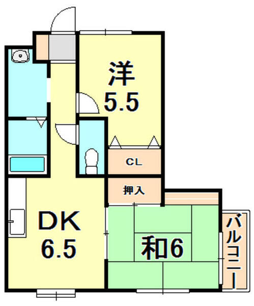 兵庫県伊丹市野間北５丁目(賃貸マンション2DK・4階・45.51㎡)の写真 その2