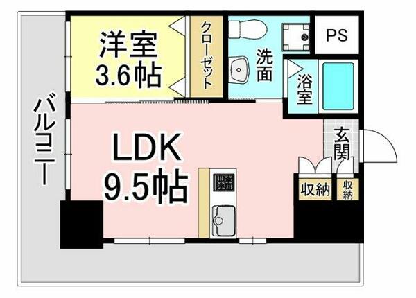 Ｂａｓｉｃ　Ｂ．Ｌ．Ｄ　ＹＡＨＡＴＡ｜福岡県北九州市八幡東区中央２丁目(賃貸マンション1LDK・4階・35.00㎡)の写真 その2