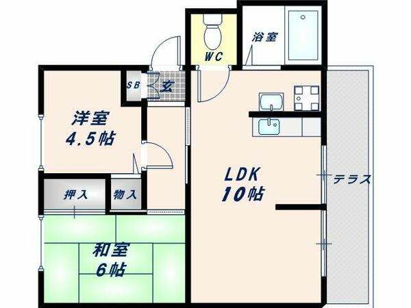 ブランシェＣ棟 201｜大阪府東大阪市友井２丁目(賃貸アパート2LDK・2階・52.66㎡)の写真 その2