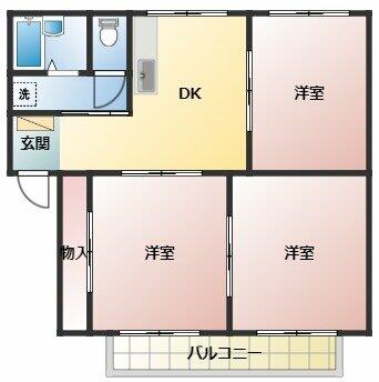 メゾンドール 204｜千葉県富里市七栄(賃貸アパート3DK・2階・59.30㎡)の写真 その2