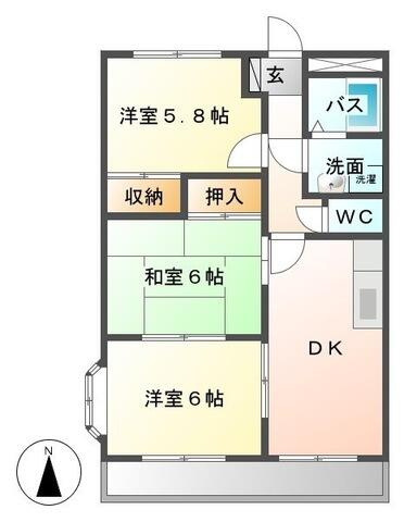 三重県四日市市久保田２丁目(賃貸アパート3DK・2階・57.85㎡)の写真 その2